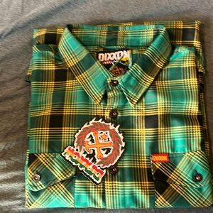 DIXXON Shirt Mens 2XL Green Cool Running Plaid Flannel Jamaica. No bag.